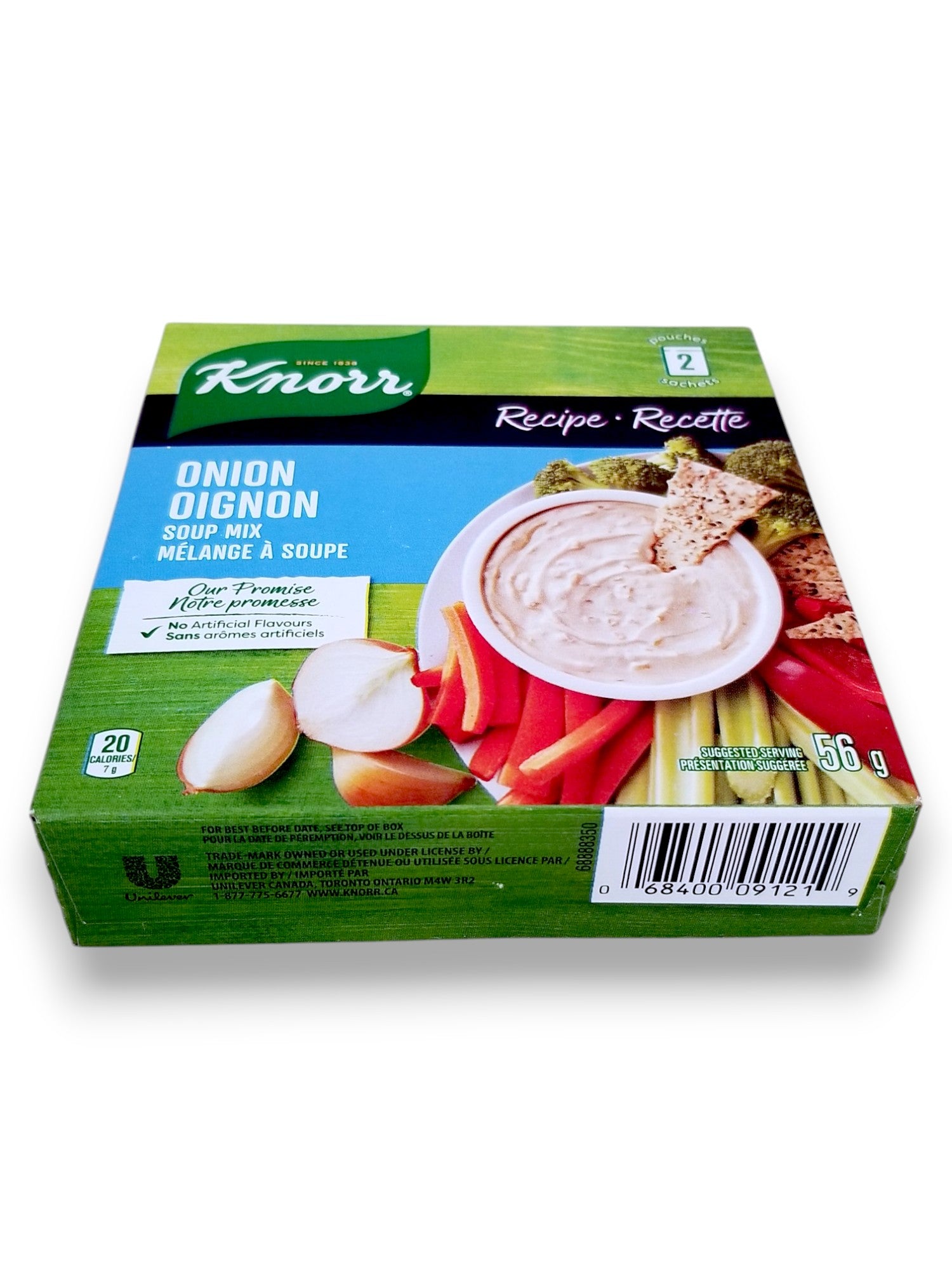 Knorr Recipe Onion Soup Mix 2 Pouches-56g/2oz. - Bottom Of Box