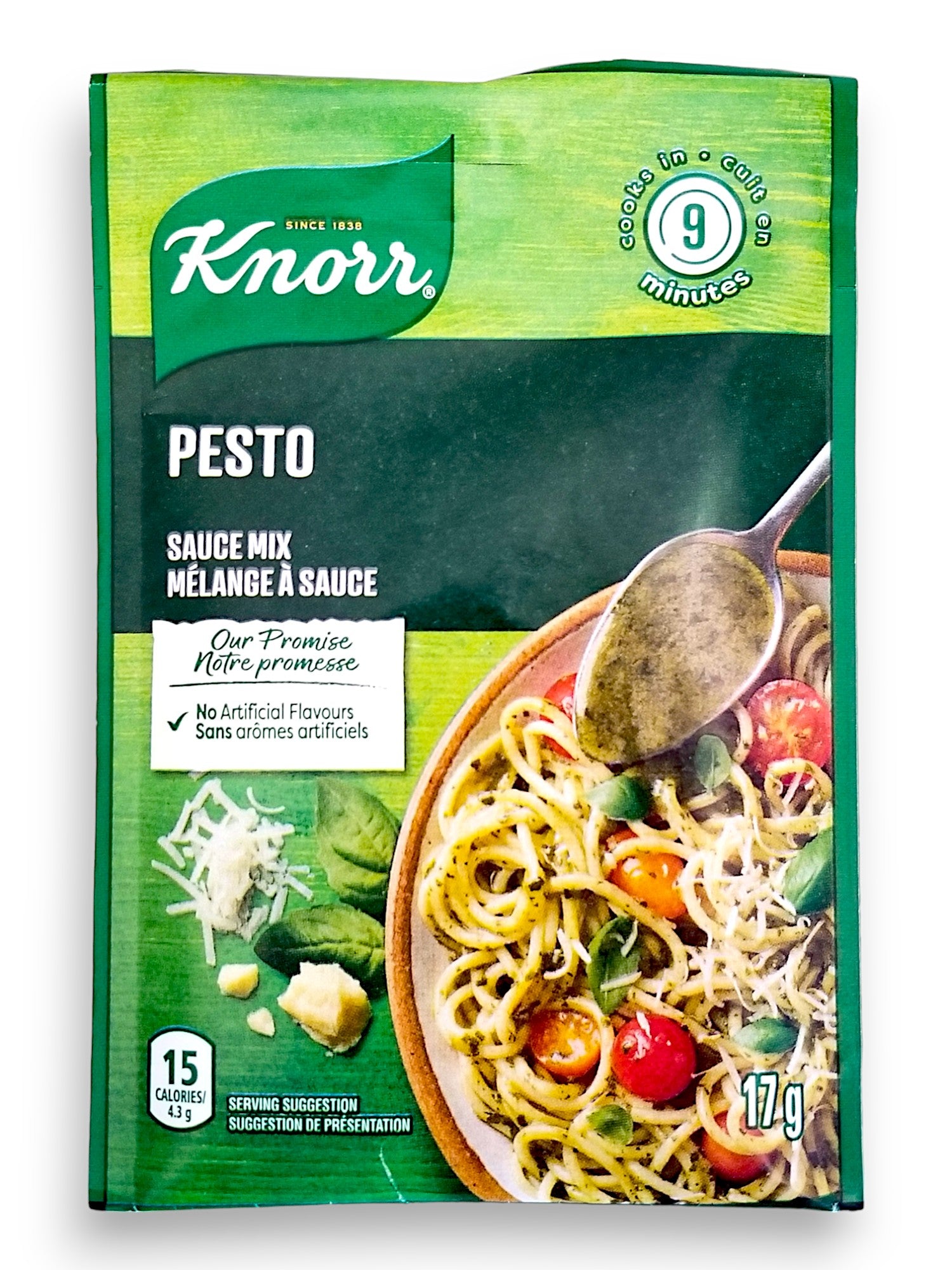 Knorr Pesto Sauce Mix, 17g, front of pouch.