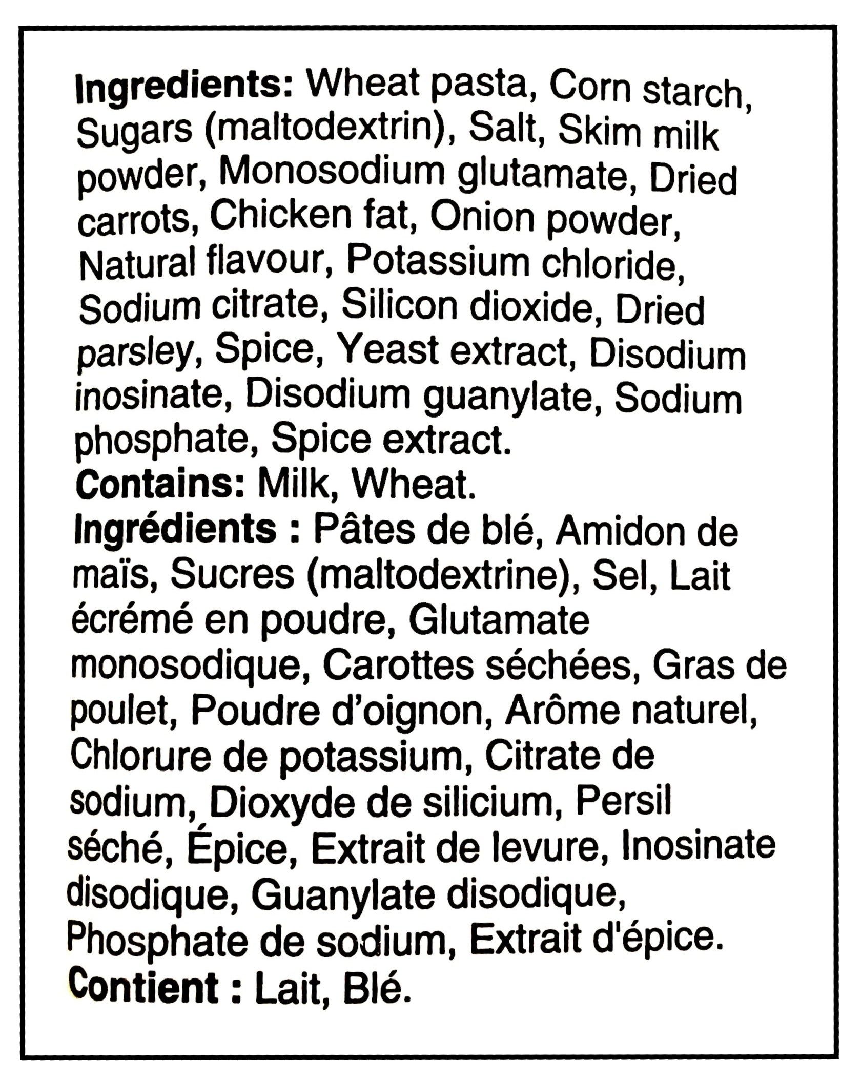 Knorr Sidekicks Creamy Chicken Pasta, 134g/4.7oz, Pouch - Ingredients Label