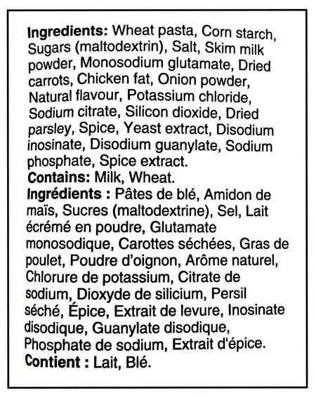Knorr Sidekicks Creamy Chicken Pasta, 134g/4.7oz, Pouch - Ingredients Label
