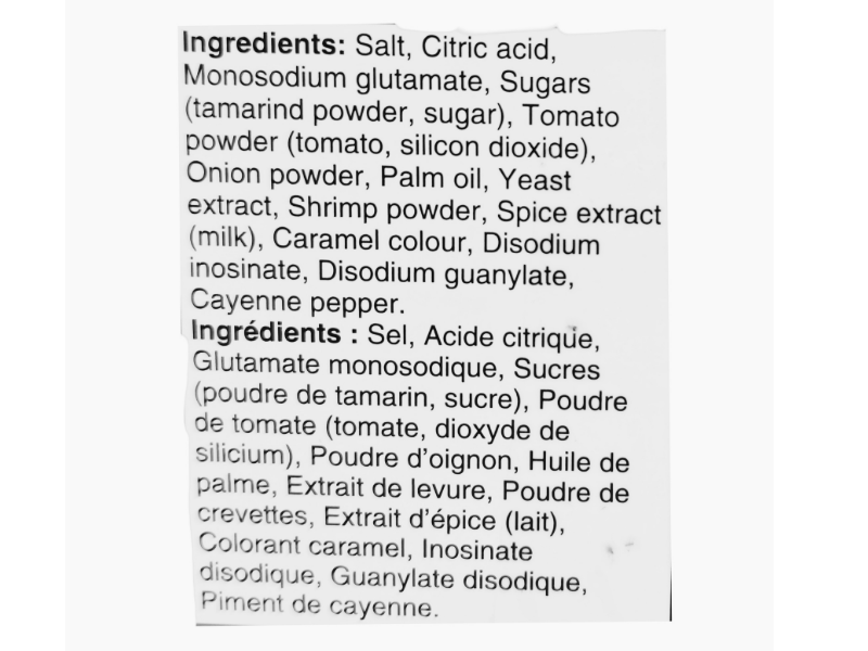 Knorr Tamarind Soup Base 24x40g (960g/33.9oz) Box Ingredients