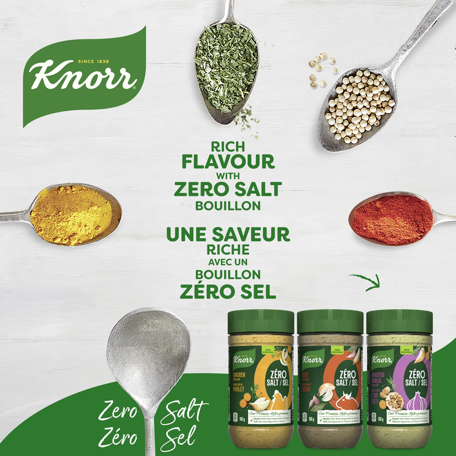 Rich Flavour of Knorr Zero Salt Roasted Garlic Bouillon Powder, 160g/5.6 oz Ingredients