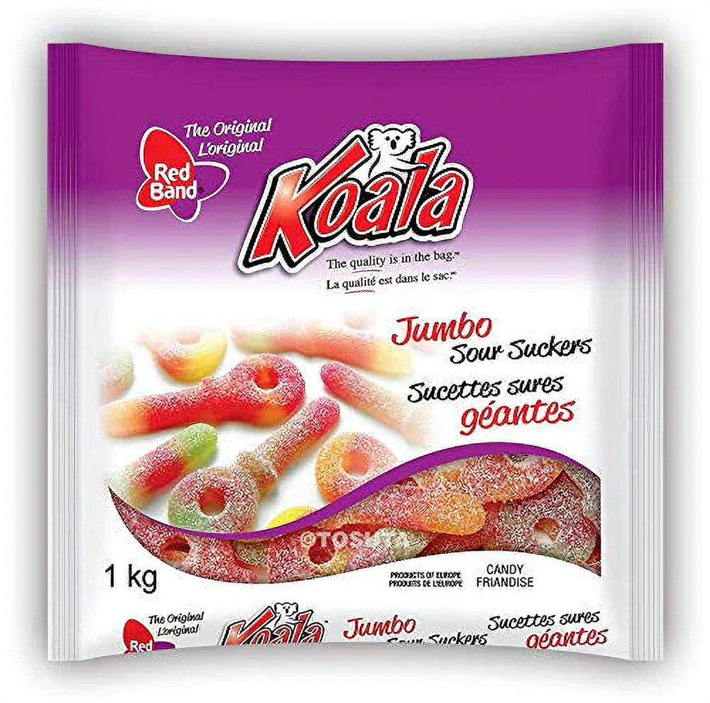 Koala Jumbo Sour Suckers Gummy Candy, Party Size, 1kg/35.3 oz. - Front Of Bag