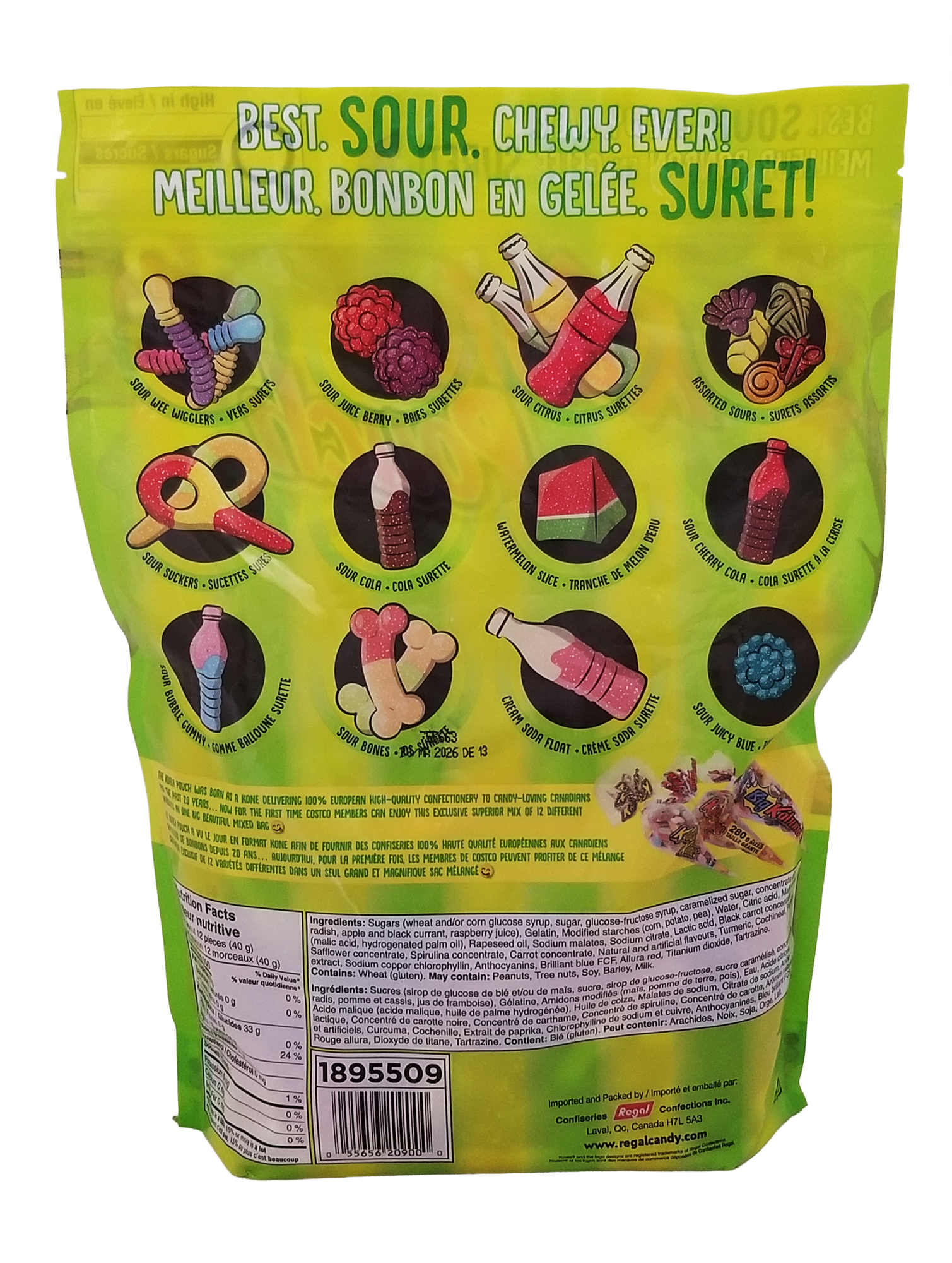 Koala Pouch Fruity Sour Gummy Mix, 12 Gummy Varieties, Party Size - 1kg/35.3 oz