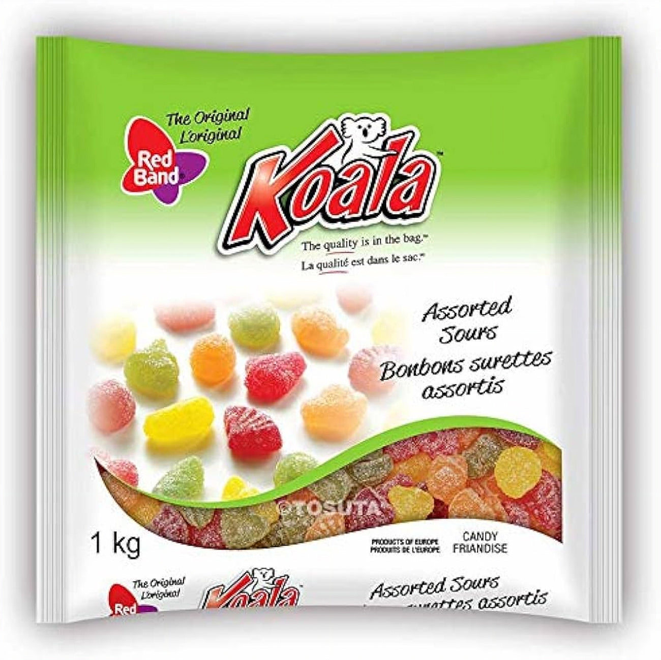 Koala Red Band Assorted Sours Gummy Candy, Party Size, 1kg/35.3 oz. - Front Of Bag