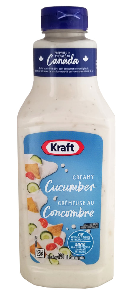 Kraft Creamy Cucumber Salad Dressing, 425mL/15 fl. oz., Bottle, front of bottle