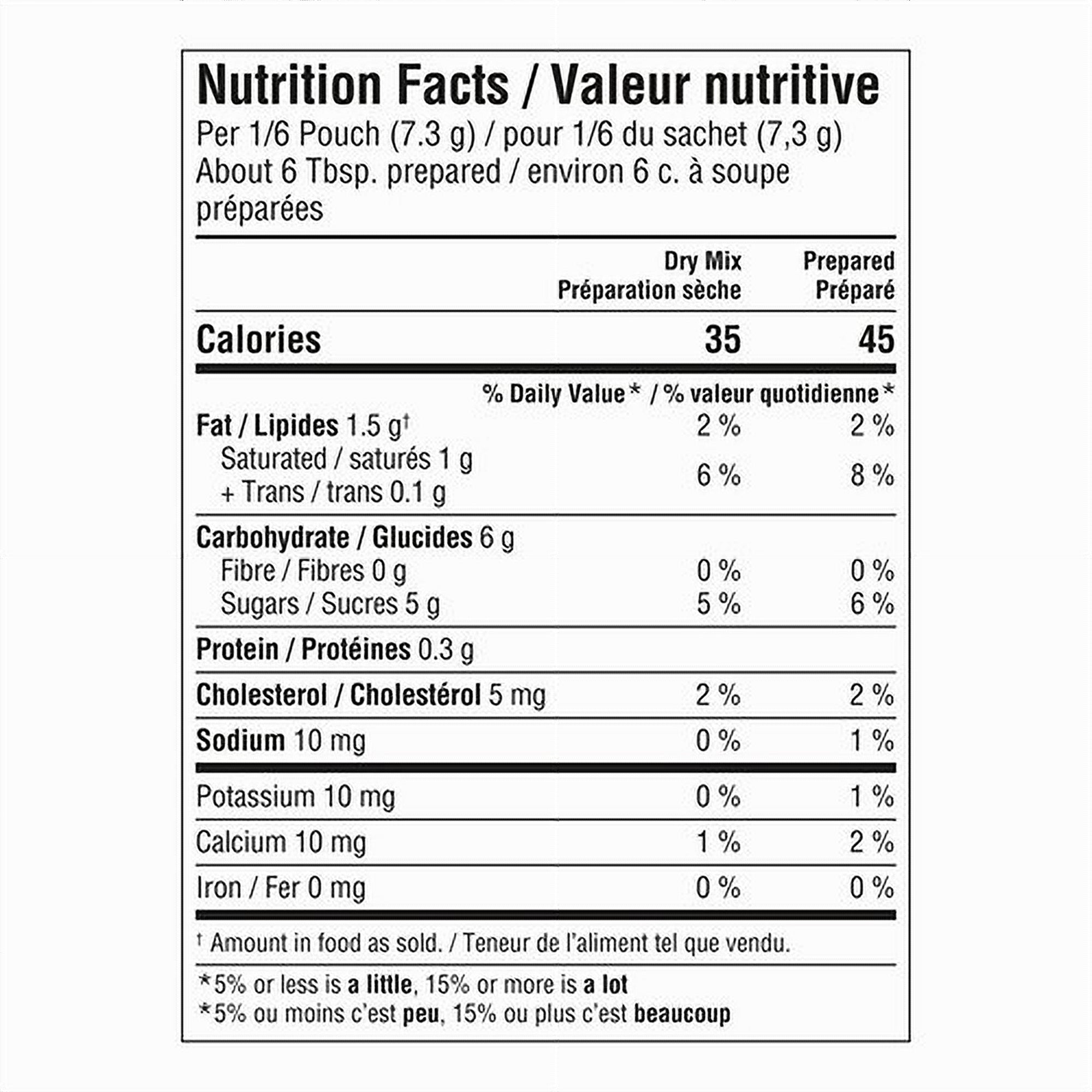 Dream Whip Dessert Topping Mix 85g nutrition facts