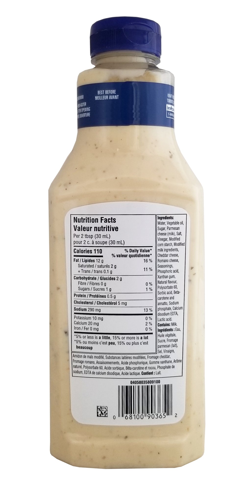 Kraft Three Cheese Ranch Salad Dressing, 425mL/15 fl. oz., Bottle