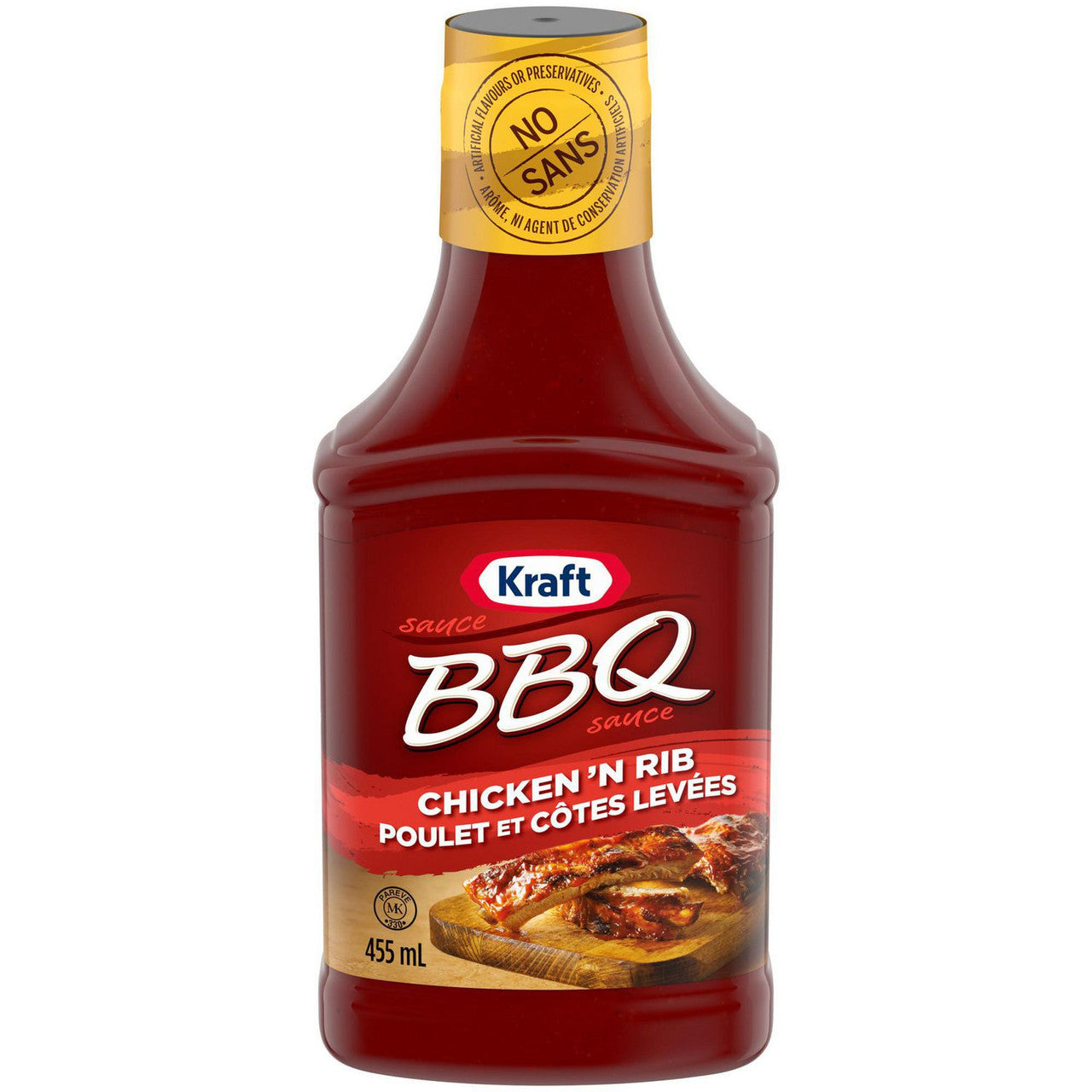 Kraft BBQ Sauce, Chicken & Rib Flavour, 455ml/15.4oz., Bottle