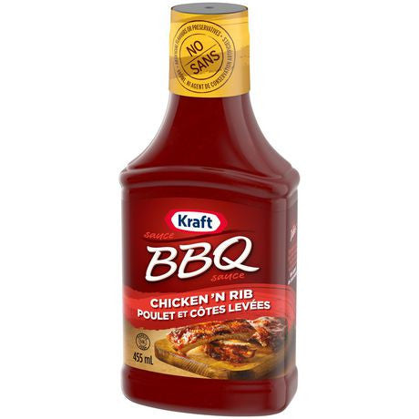 Kraft BBQ Sauce, Chicken & Rib Flavour, 455ml/15.4oz., Bottle Right Angle