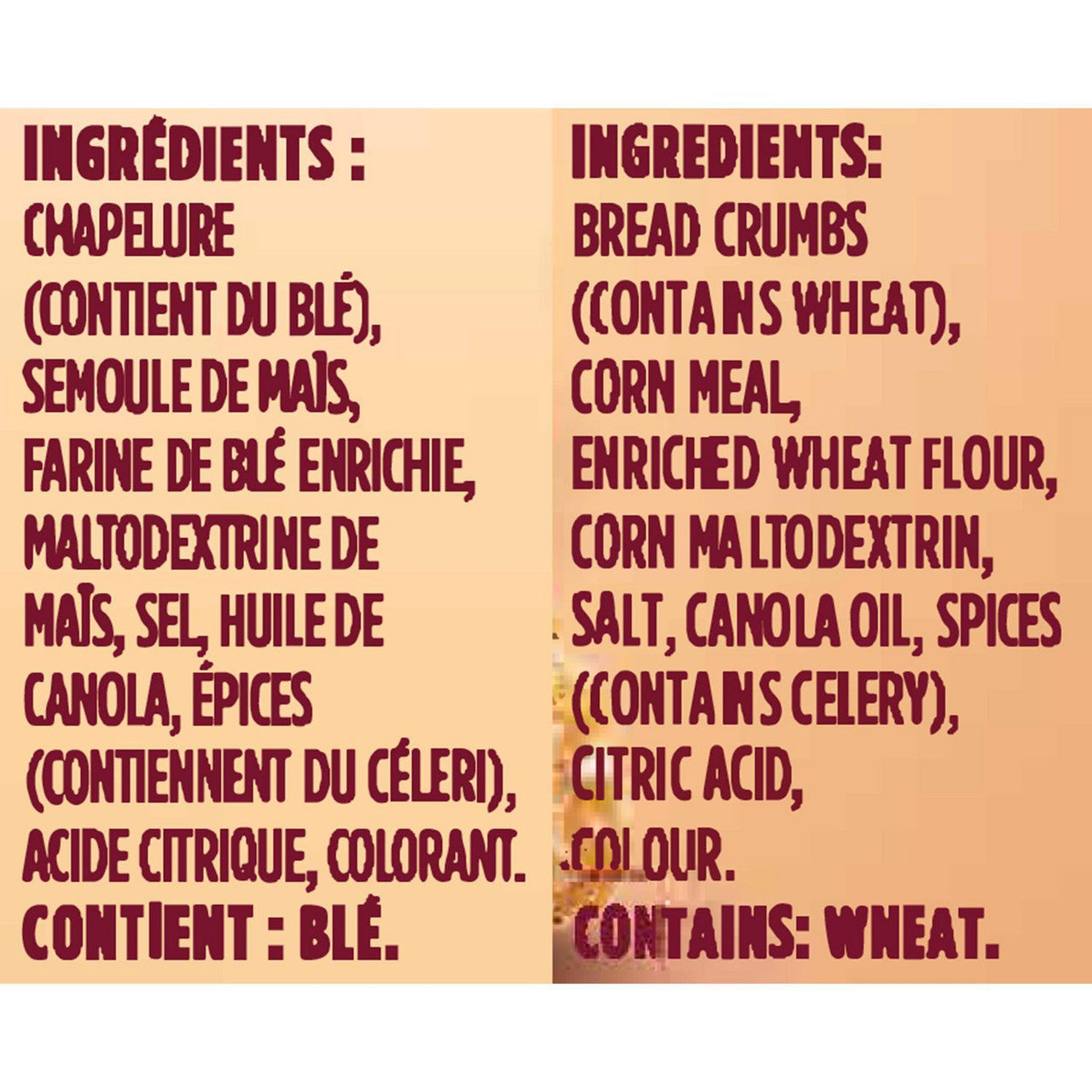 Kraft Shake 'n Bake Extra Crispy Original Coating Mix, 152g/5.3 oz. Ingredients