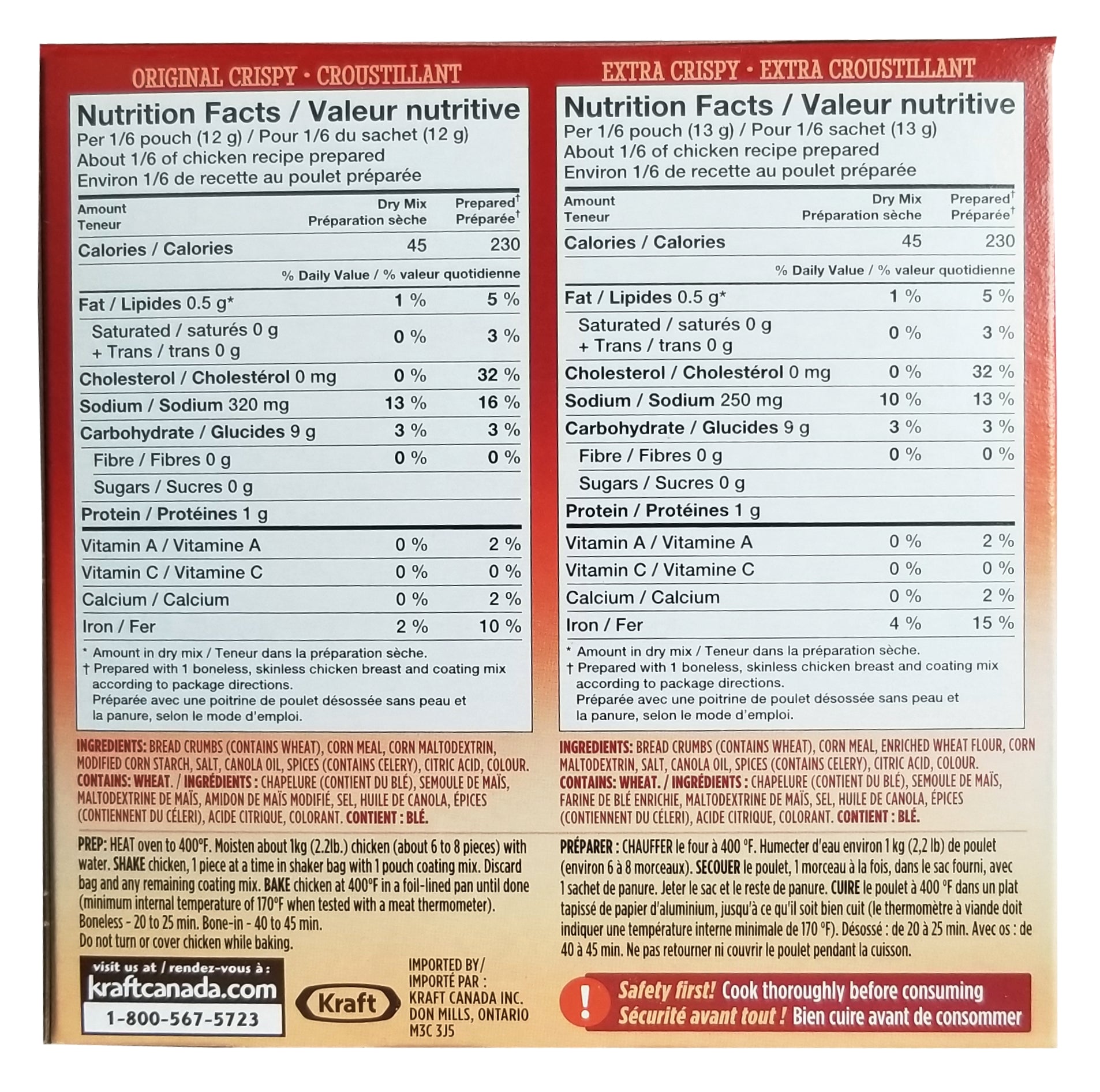 Kraft Shake 'n Bake Original & Extra Crispy Coating Mix, 10ct, 730g/1.6 lb