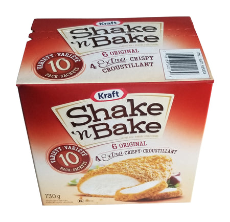 Kraft Shake 'n Bake Original & Extra Crispy Coating Mix, 10ct, 730g/1.6 lbs. Top Side