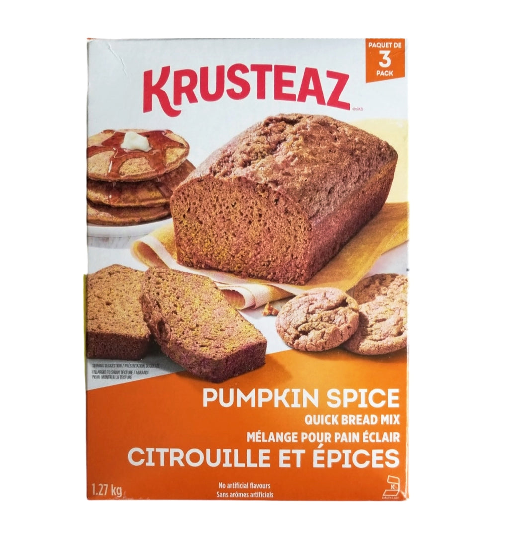 Krusteaz Pumpkin Spice Quick Bread Mix – 3 Bags per Box (1.27kg/2.8 lb)