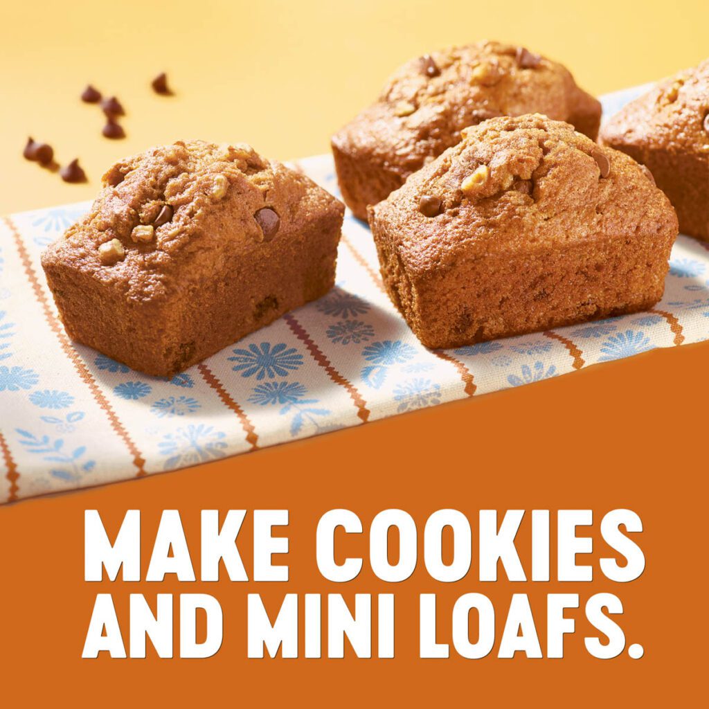 Krusteaz Pumpkin Spice Quick Bread Mix – 3 Bags per Box (1.27kg/2.8 lb) Mini loafs