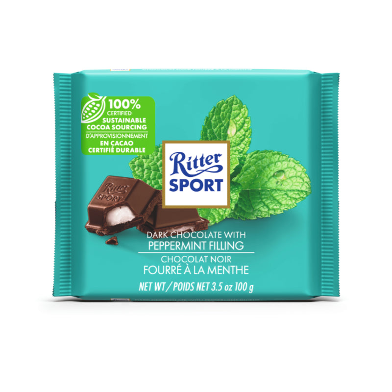 Ritter Sport Dark Chocolate with Peppermint Filling Bar, 100g/3.5 oz. Bar {Imported from Canada}