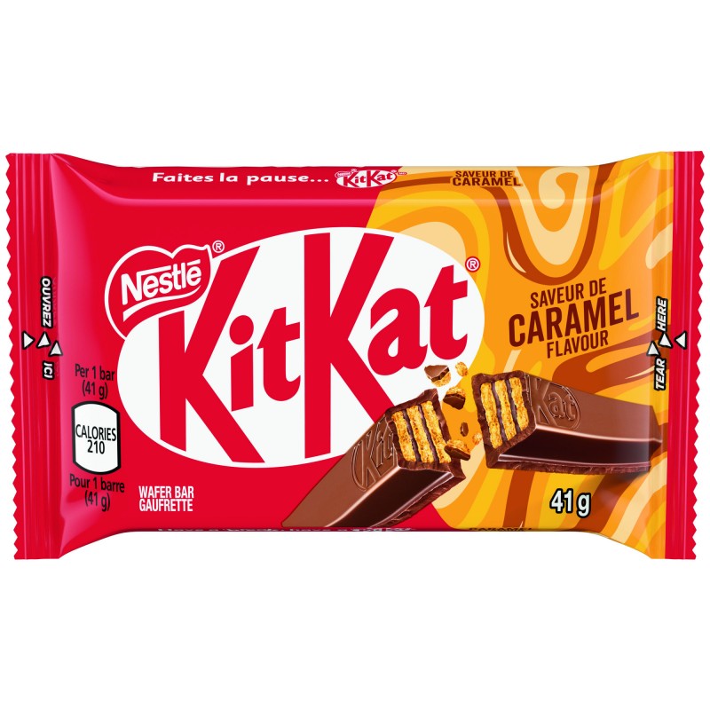 Nestle KitKat Milk Chocolate Caramel Wafer Bar, 41g/1.4 oz. Bar {Imported from Canada}