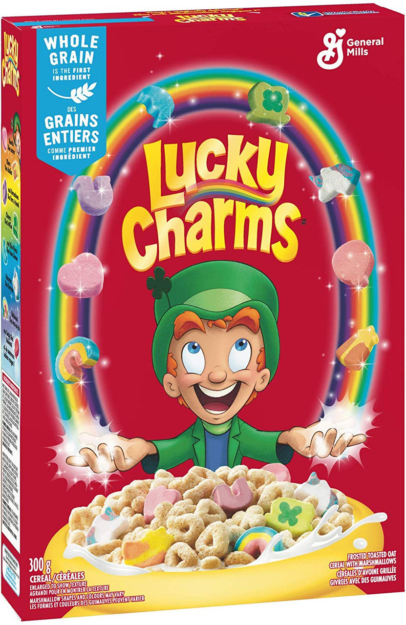 LUCKY CHARMS Cereal, 300g/10.6 oz., Box Left Angle