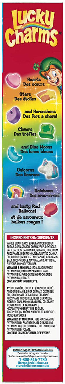 LUCKY CHARMS Cereal, 300g/10.6 oz., Box Right Side