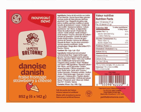 La Petite Bretonne Strawberry Cheese Pastry 852g ingredients and nutrition label
