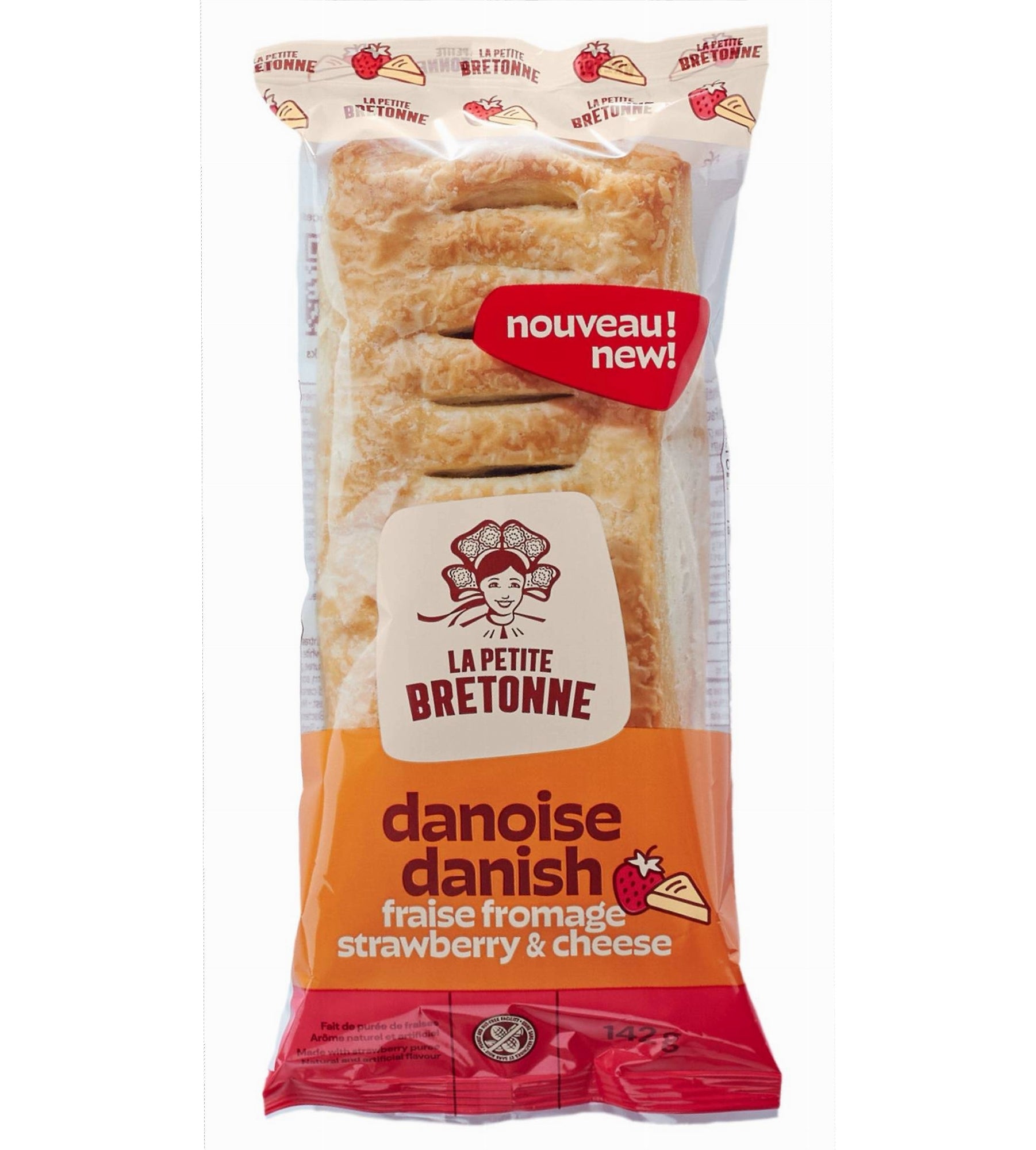 La Petite Bretonne Strawberry Cheese Danish individually wrapped single pastry