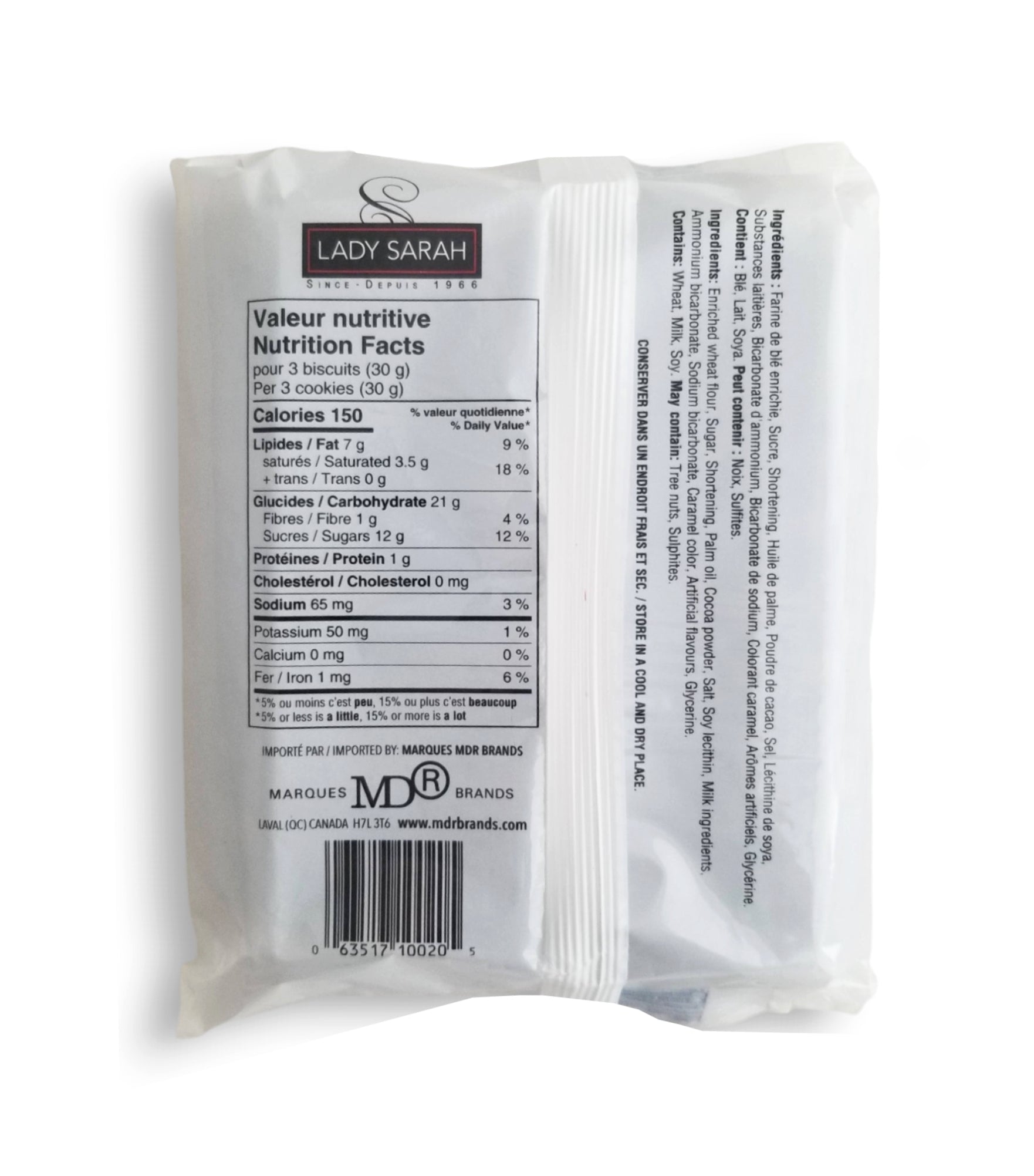 Lady Sarah Sandwich Creme Cookies, Chocolate Flavored, 300g/10.5 oz. Package