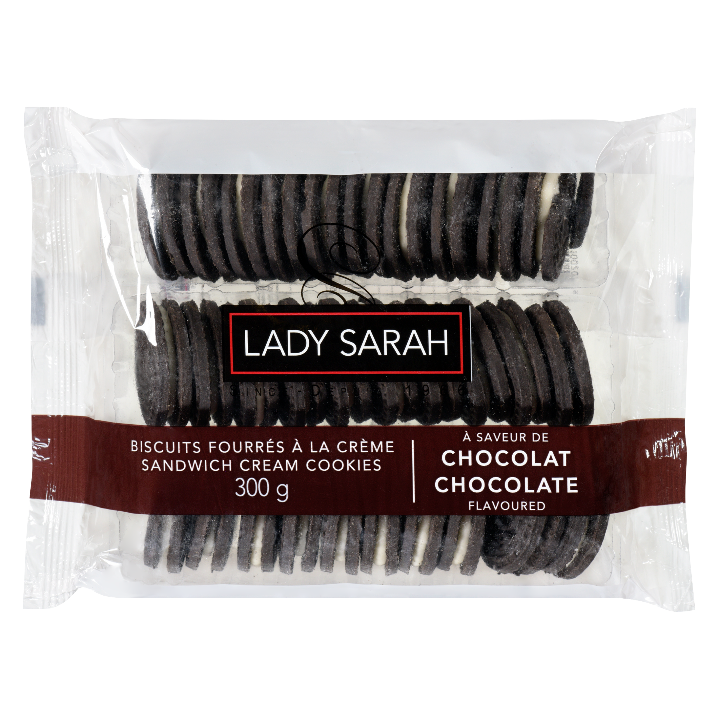 Sarah Cookies Lady Sarah Sandwich Creme Cookies, Chocolate Flavored, 300g/10.5 oz. P