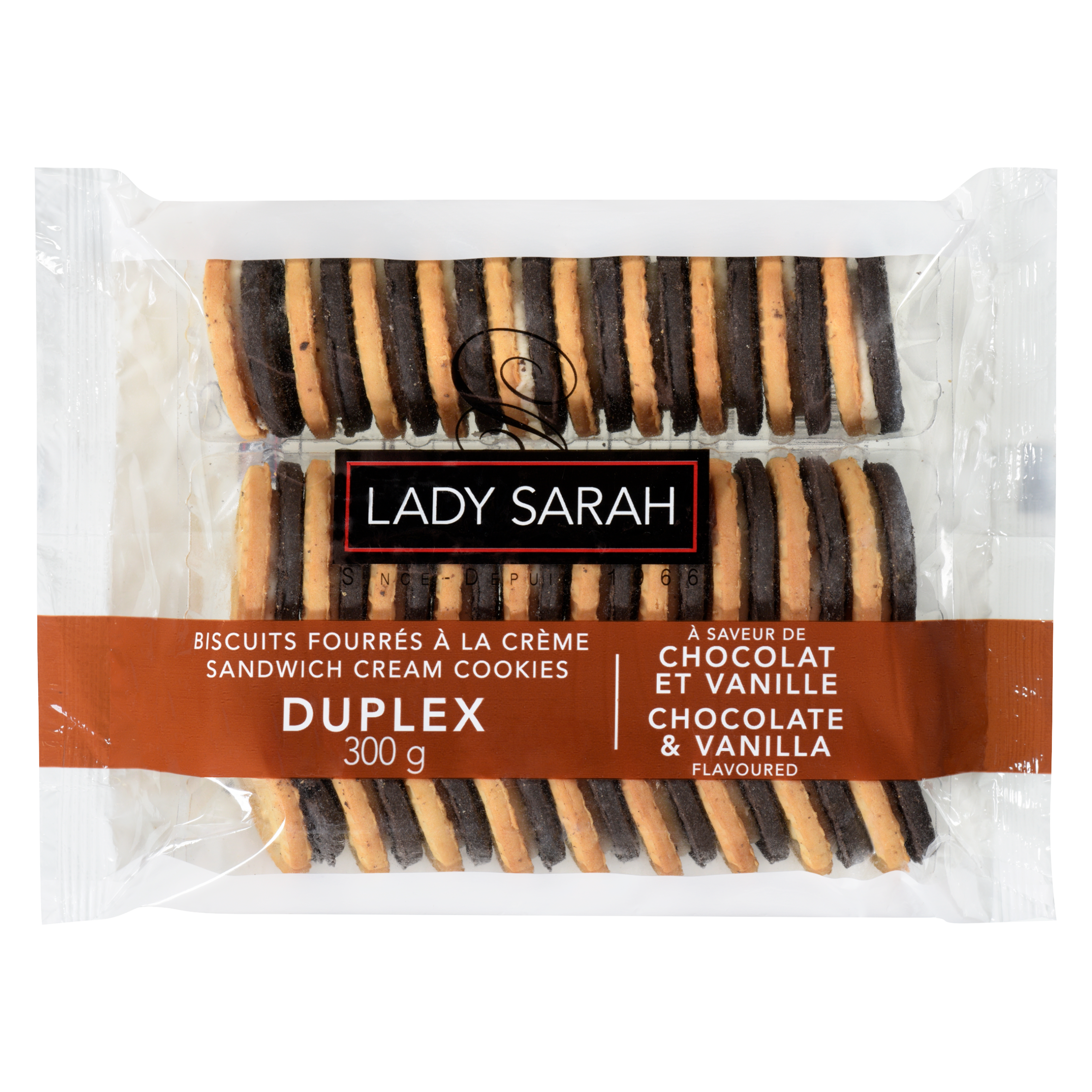 Lady Sarah Chocolate & Vanilla Flavored Duplex Cookies, 300g/10.5 oz. Package