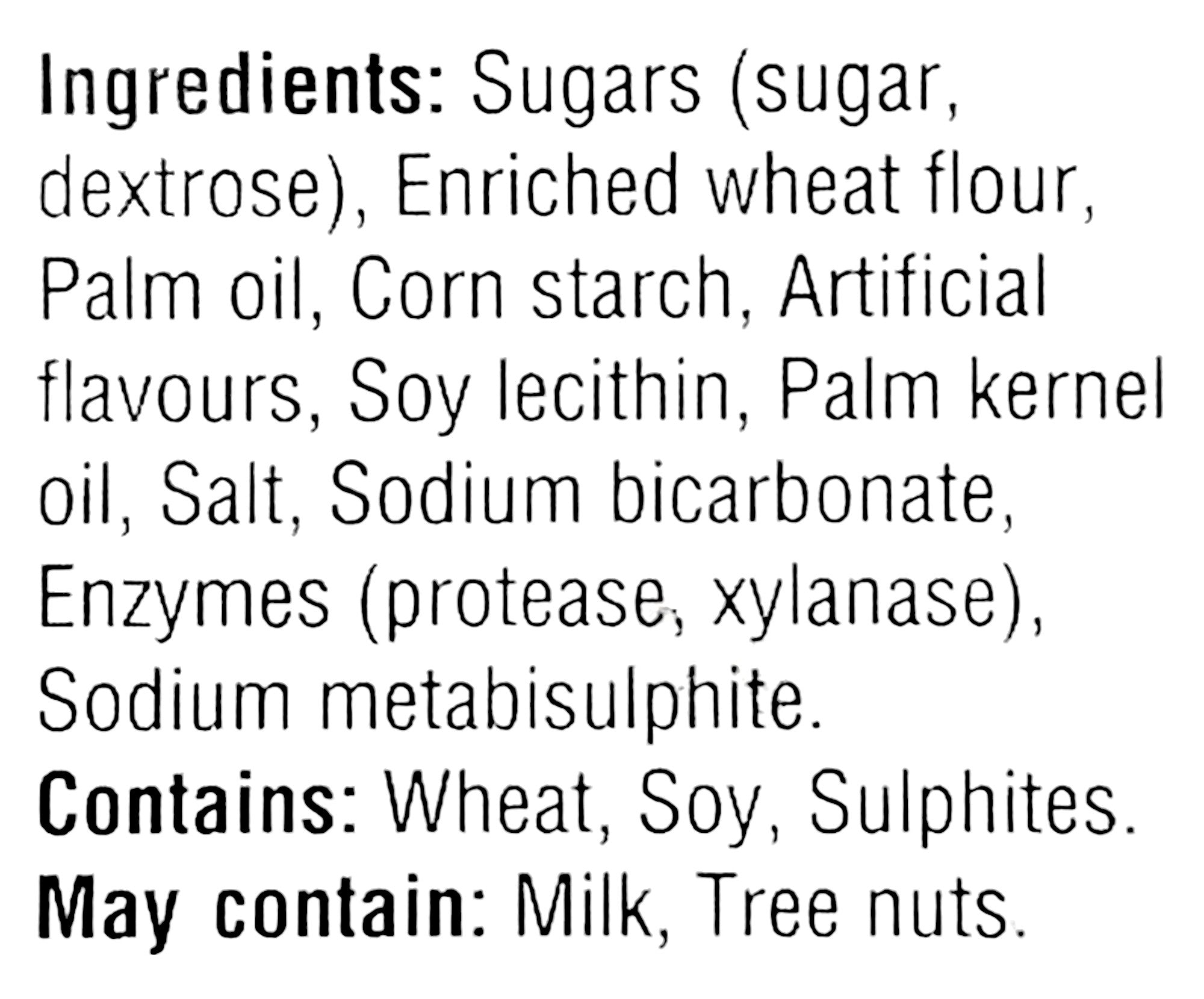 Lady Sarah Vanilla Flavored Cream Filled Wafers, 200g, ingredients label.