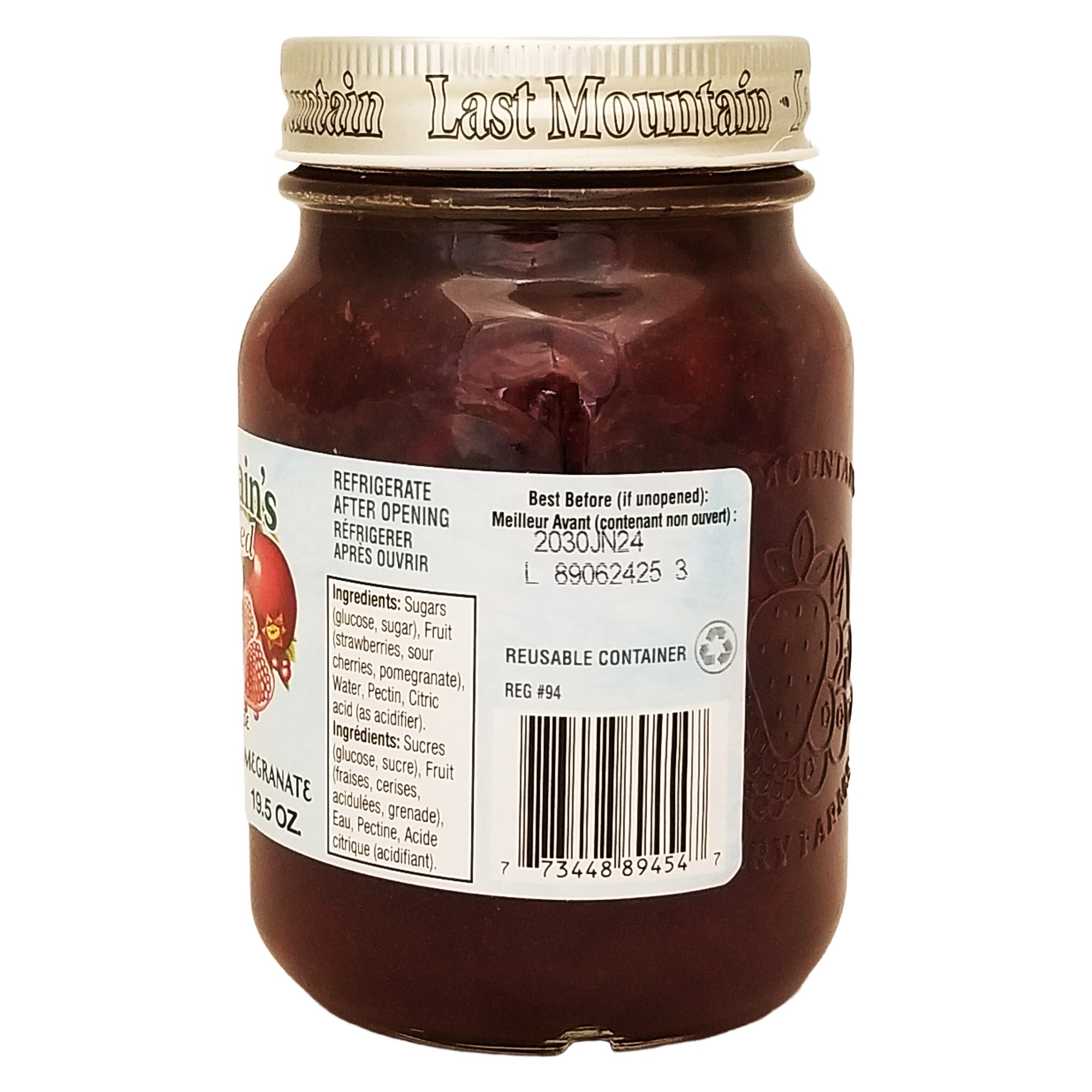 Last Mountain's Old Fashioned Strawberry Sour Cherry Pomegranate Jam, 454ml (19.5 oz)