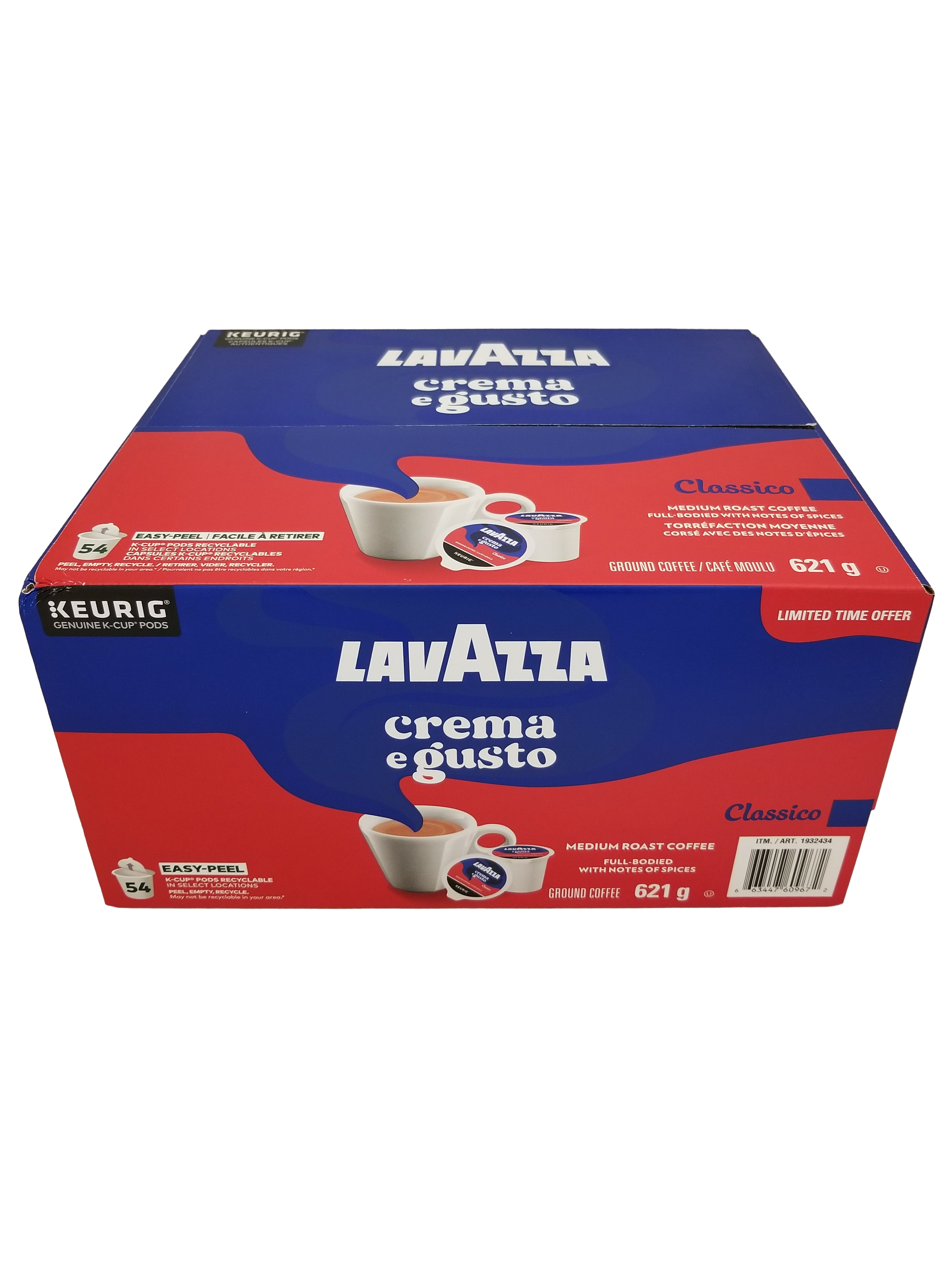 Lavazza Crema e Gusto coffee box with red and blue design on a white background