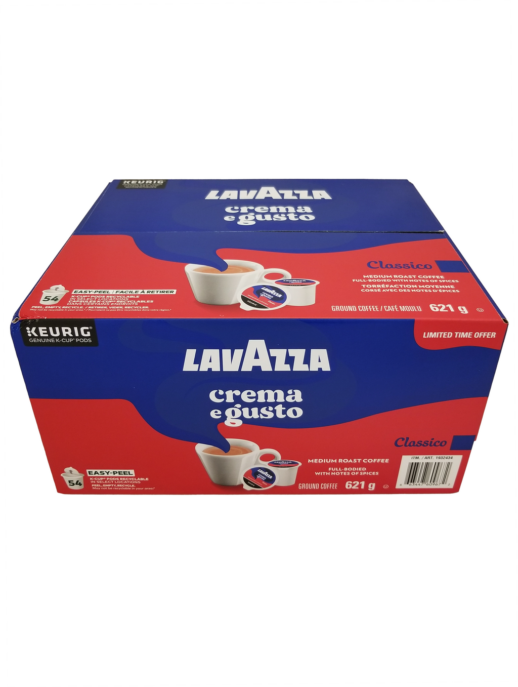 Lavazza Crema e Gusto coffee box with red and blue design on a white background