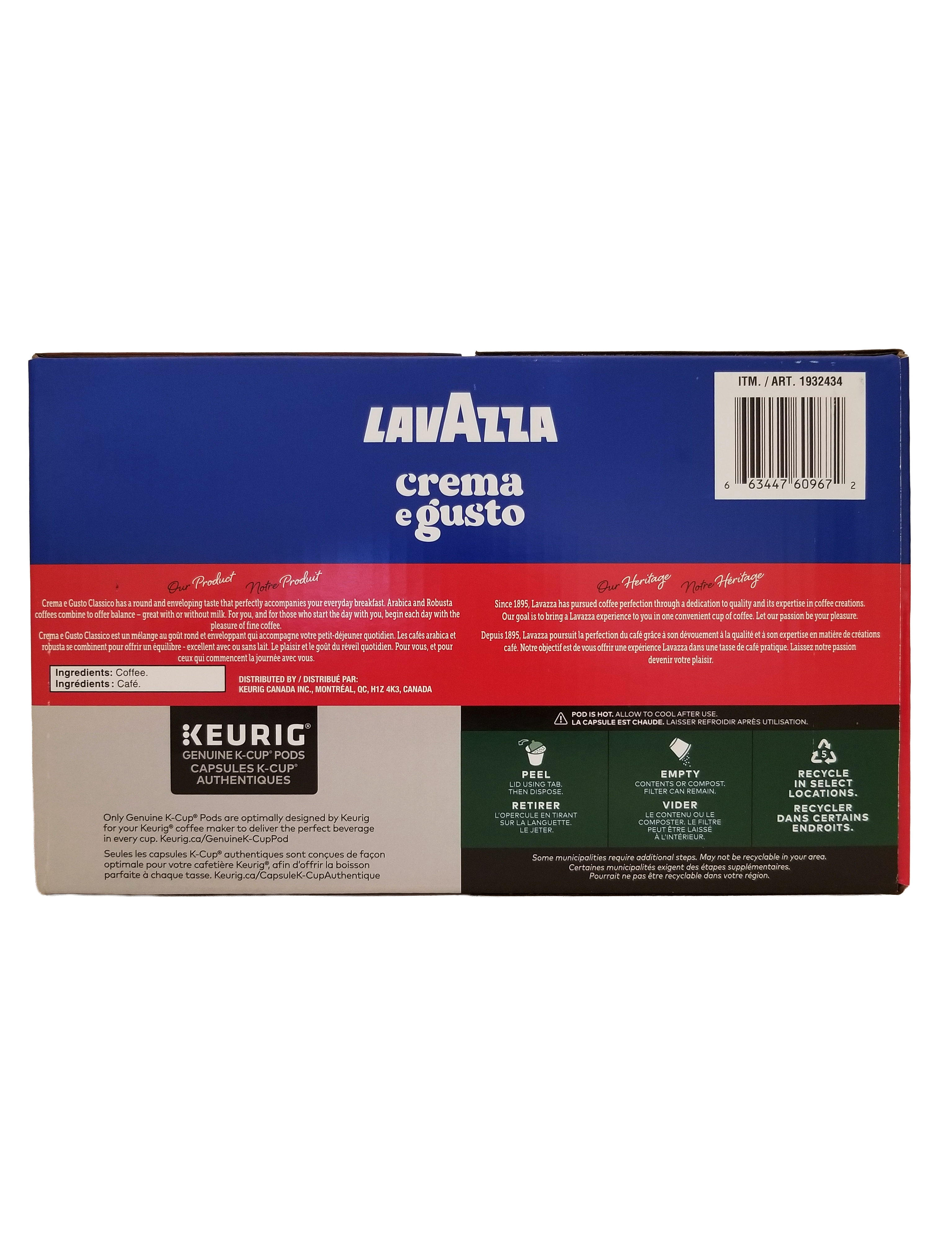 Lavazza Crema e Gusto coffee pod packaging with brand logo and product details.