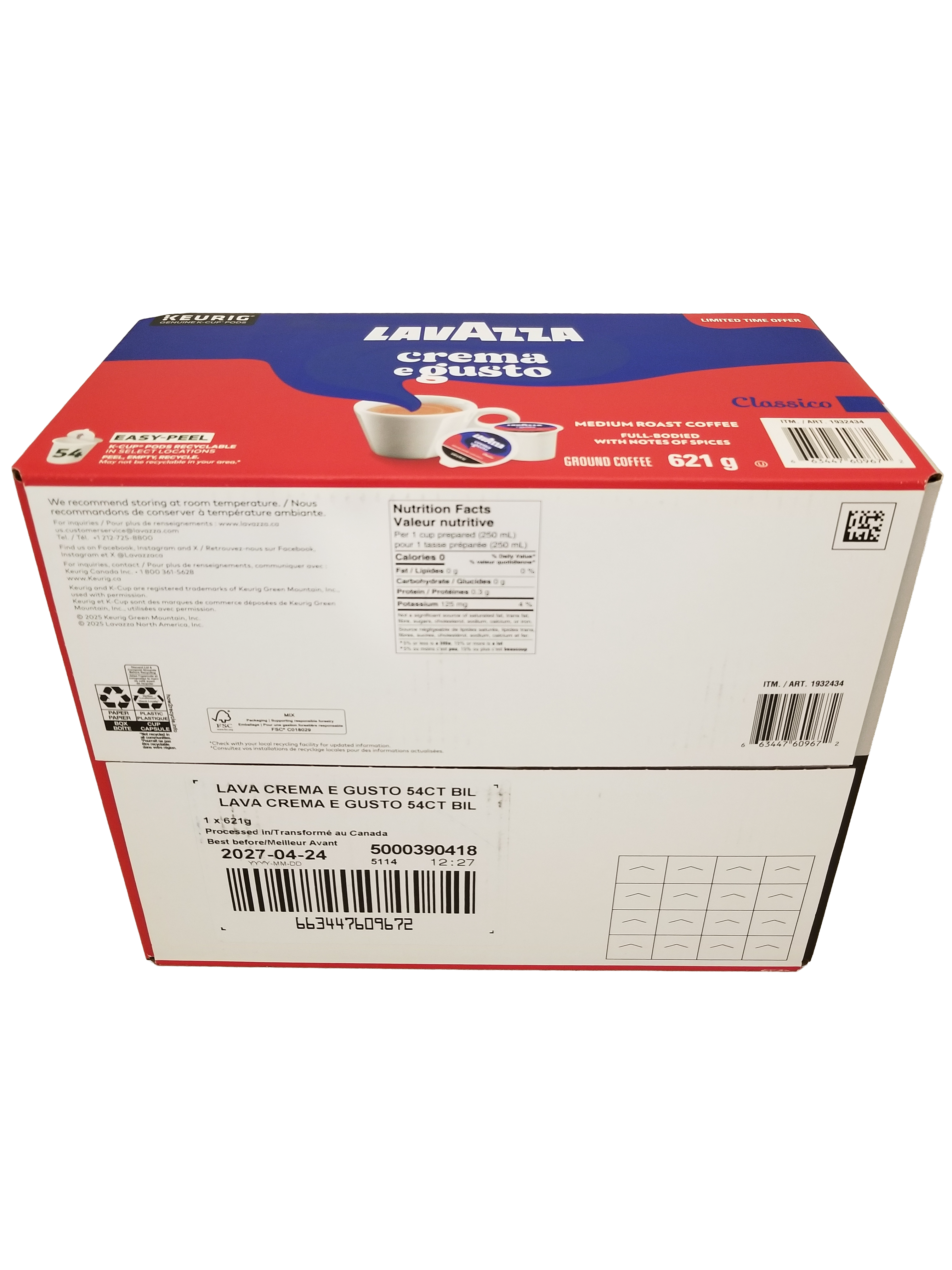 Lavazza coffee packaging box on a white background