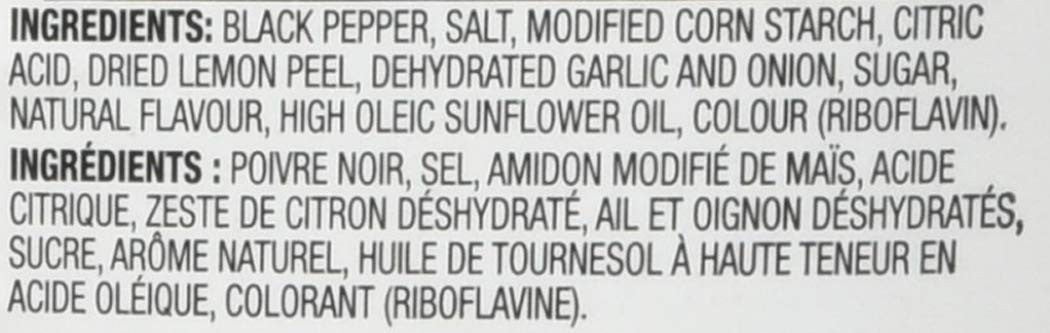 Lawry's, Lemon Pepper Seasoning, 600g/1.3lbs Ingredients