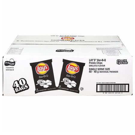 Box of LAY'S Potato Chips, BAR-B-Q, Vending Chips (40ct x 40g/1.4oz)