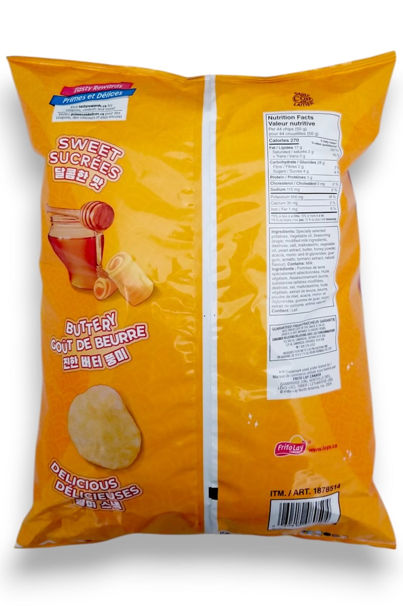 Lay's Honey Butter Chips, 460g/16.2 oz. - Back