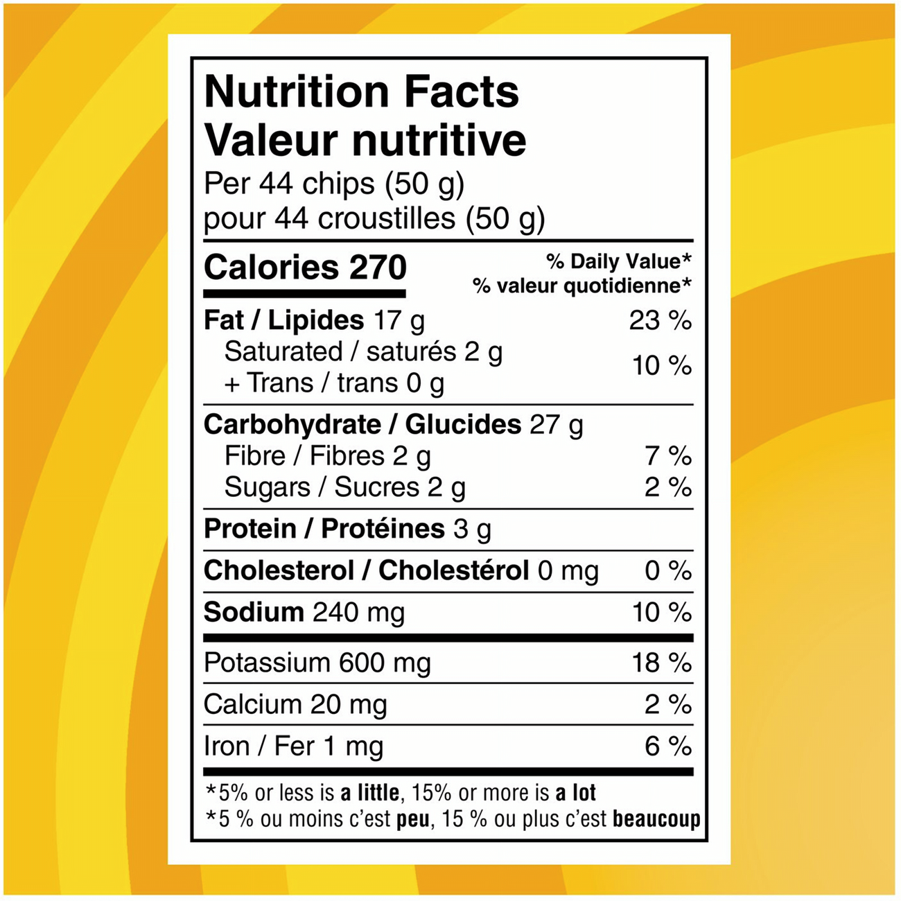Lay's Cheesy Garlic Bread Flavored Potato Chips, 220g/7.76 oz. - Nutrition Facts Label