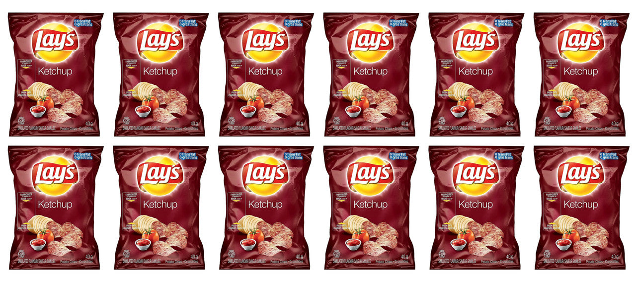 Lay's Potato Chips, Ketchup, 40g/1.41oz., 12 pack {Imported from Canada}