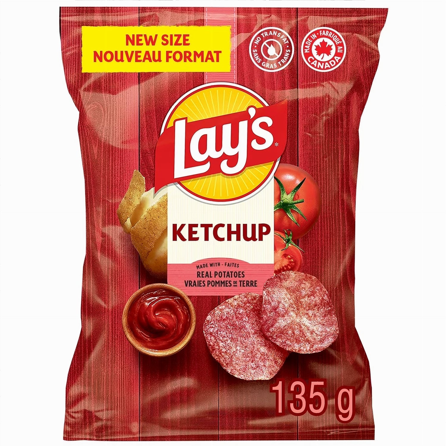 Ketchup Potato Chips 135g bag front view