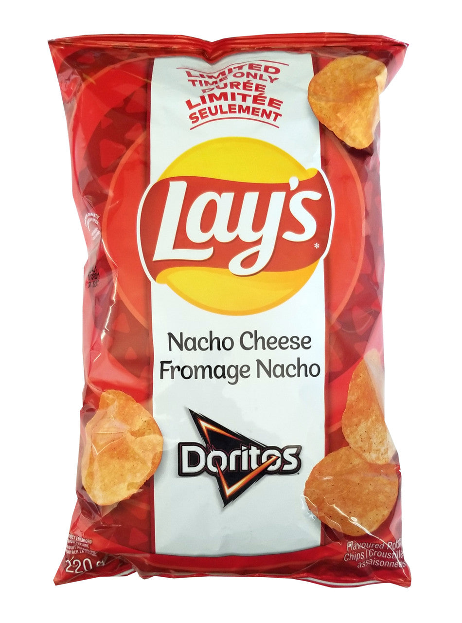 Lay's Potato Chips - Doritos Nacho Cheese Flavor, 220g/7.7 oz., Bag {Imported from Canada}