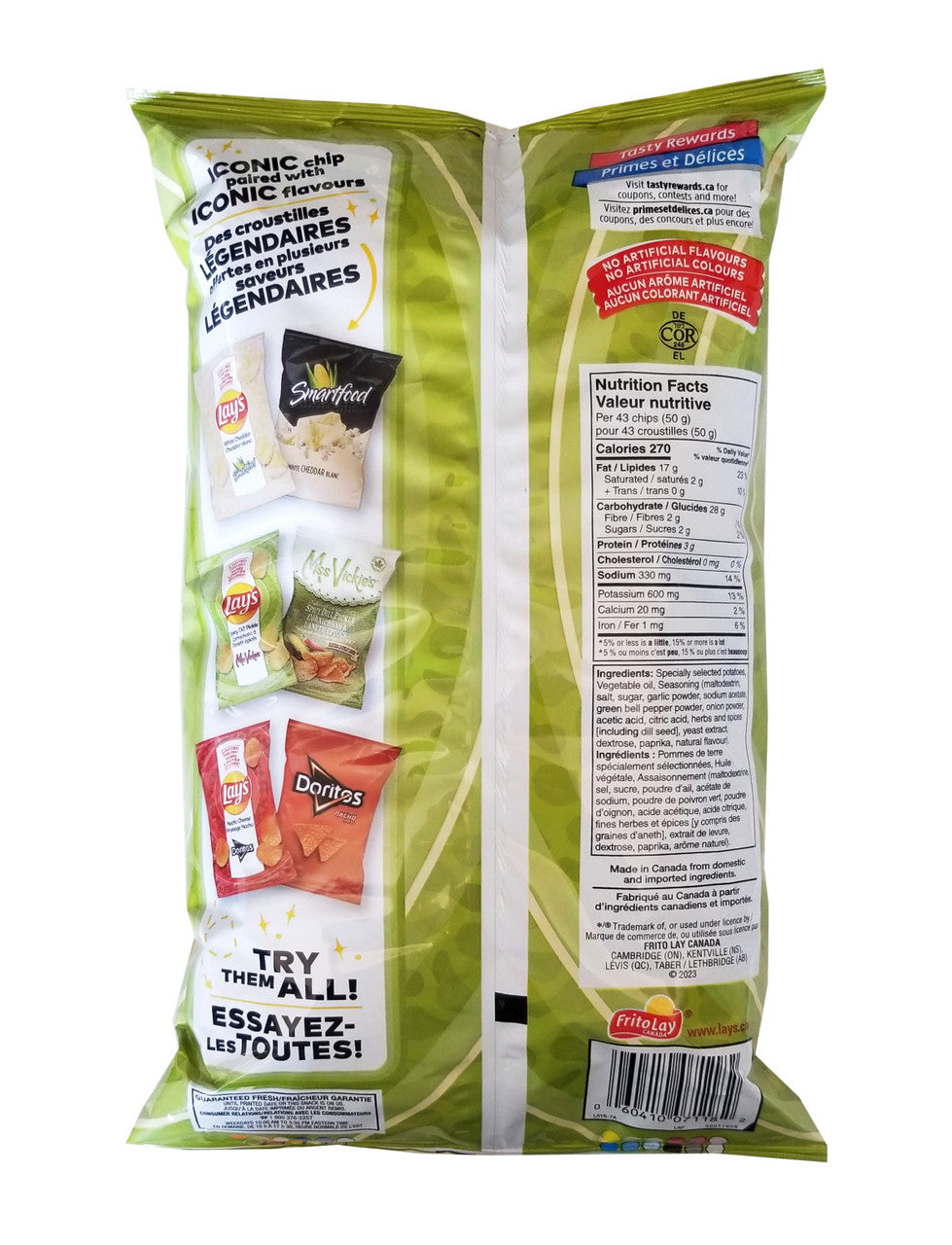 Lay's Potato Chips - Miss Vickie's Spicy Dill Pickle Flavor, 220g/7.7 oz., Bag {Imported from Canada}