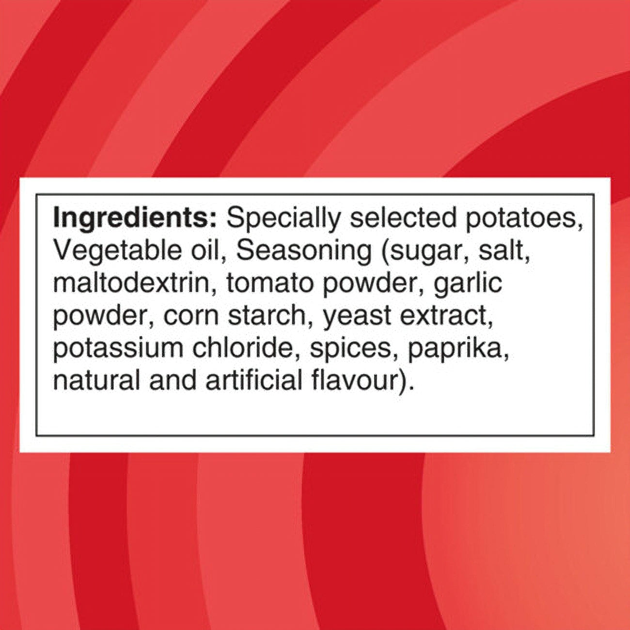 Lays Tomato Tango Potato Chips, 165g/5.8 oz., ingredients label