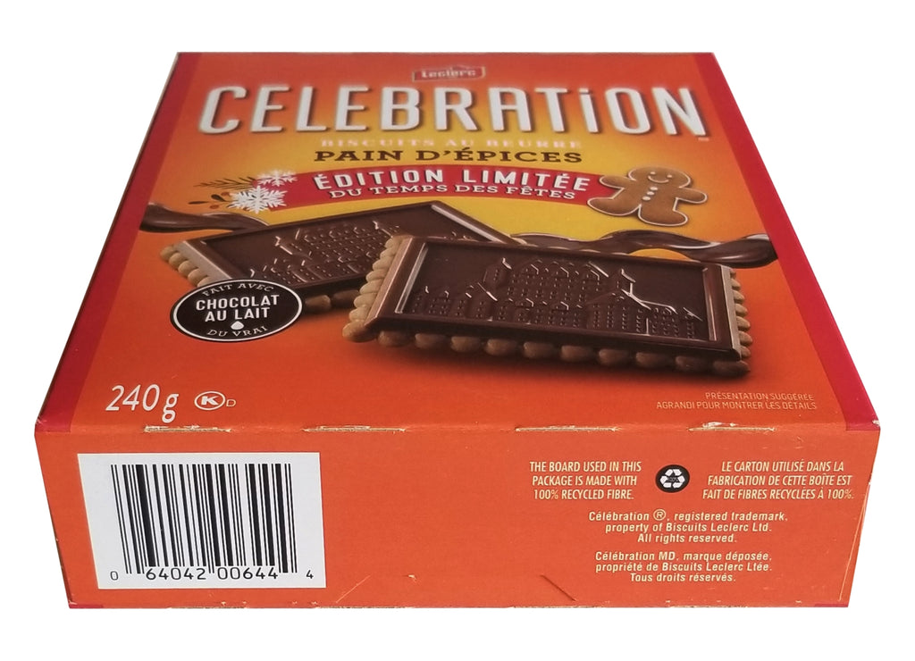 Leclerc Celebration Holiday Edition Gingerbread Milk Chocolate Cookies, 240g/8.4 oz