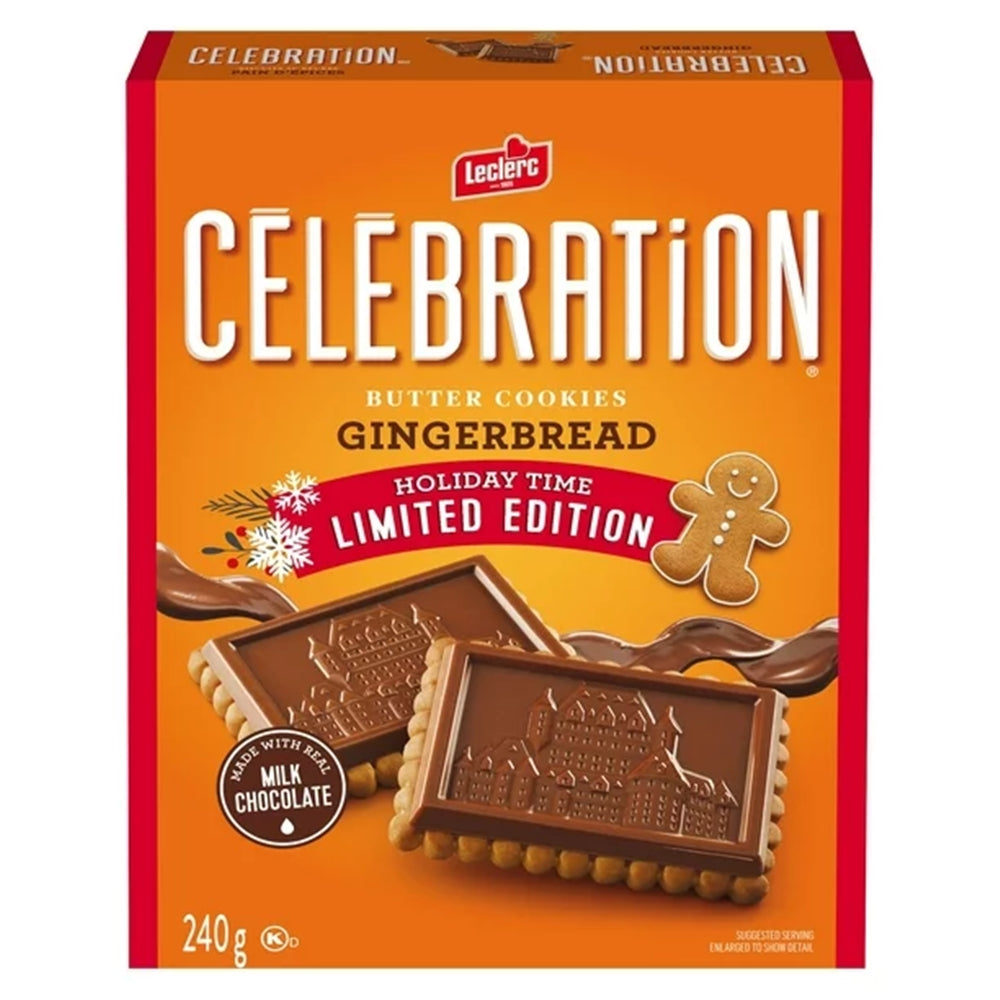 Leclerc Celebration Holiday Edition Gingerbread Milk Chocolate Cookies, 240g/8.4 oz