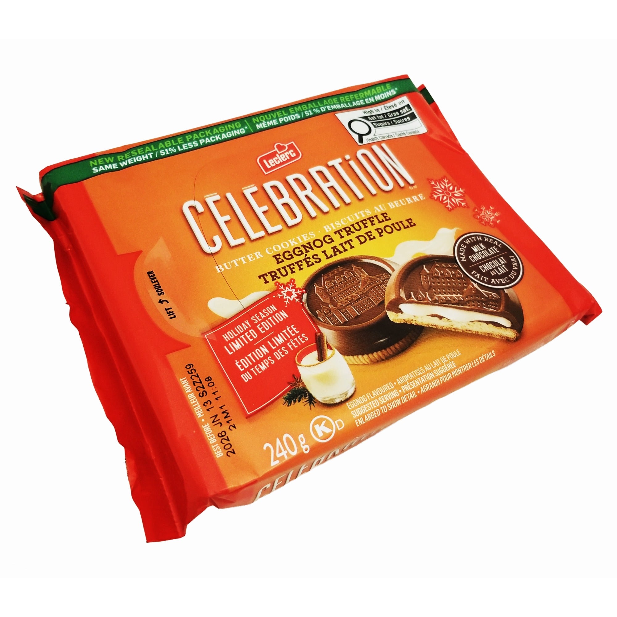 Leclerc Celebration Eggnog Truffle Butter Cookies, 240g/8.5 oz