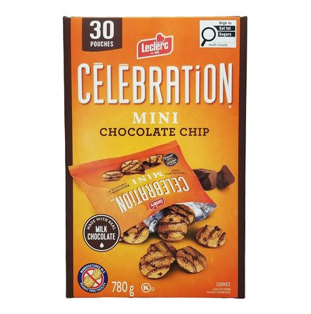 Leclerc Celebration Mini Chocolate Chip Cookies 780g front of bag