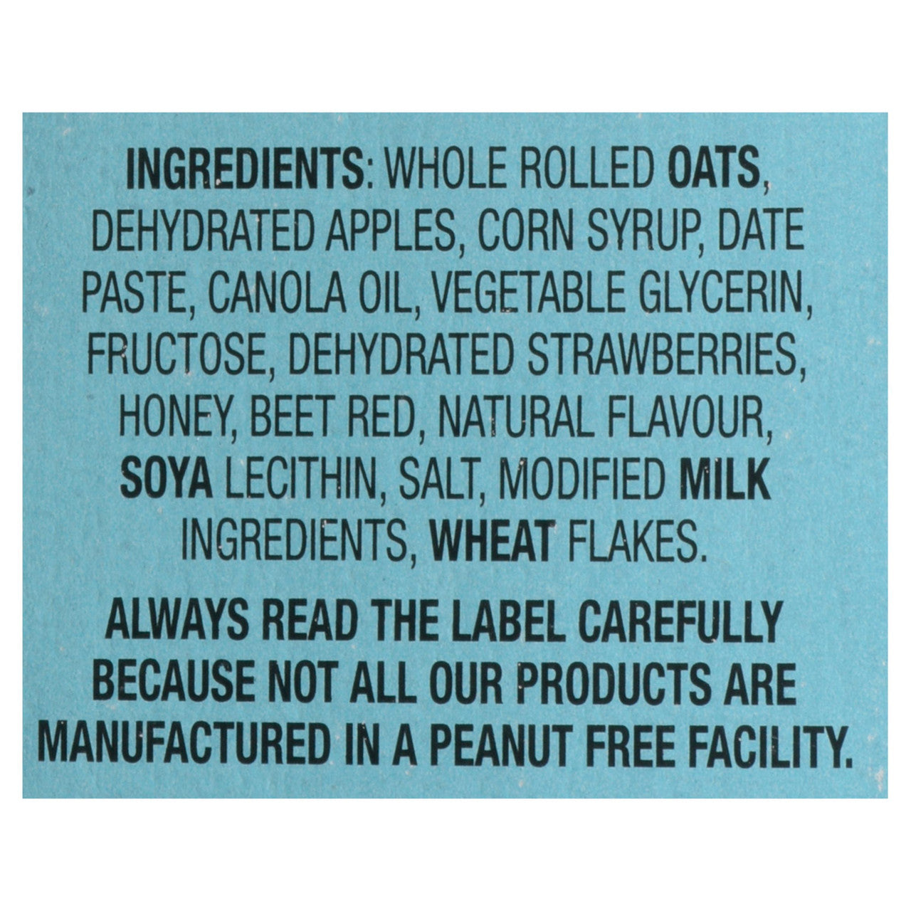 Leclerc Go Pure Strawberry Fruit & Oat Bars, 140g/5 oz. Box Ingredients