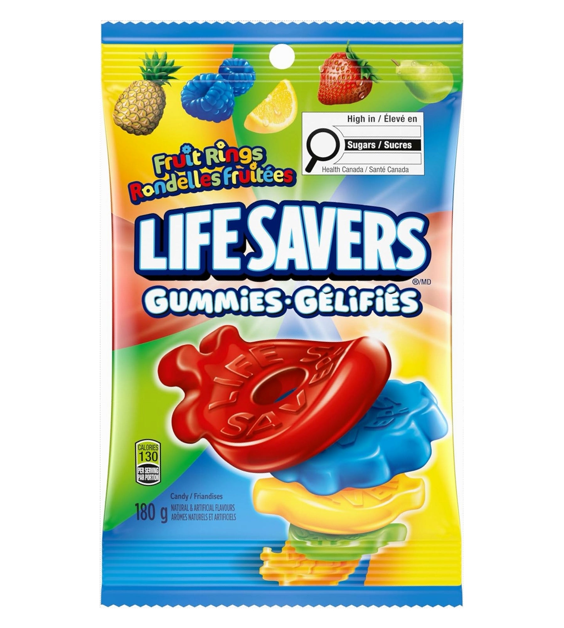 Life Savers Gummies 180g packaging with colorful gummy shapes on a white background