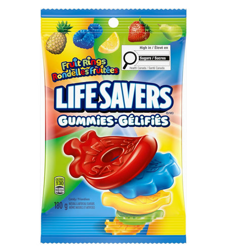 Life Savers Gummies 180g packaging with colorful gummy shapes on a white background
